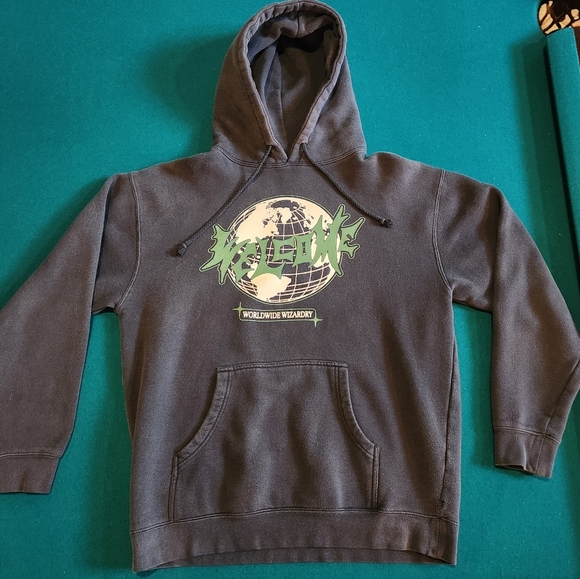 Welcome Skateboards WorldWide Wizardry Blue Graphic Logo Hoodie Cotton Sz Large - Picture 2 of 8